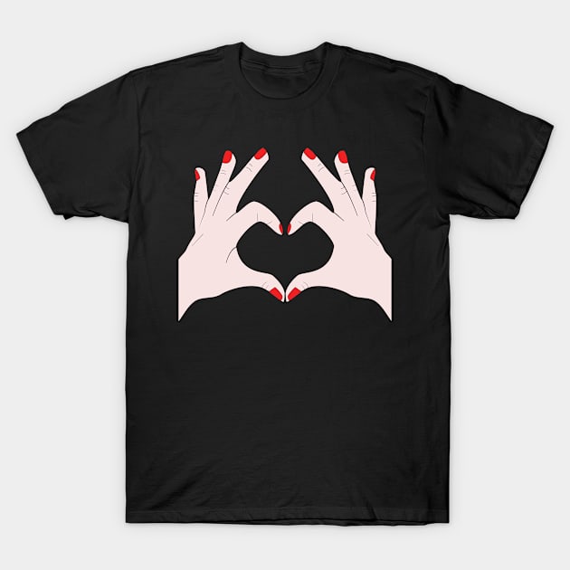 Hands Making Heart Shape Love Sign Language Valentine's Day T-Shirt by Okuadinya